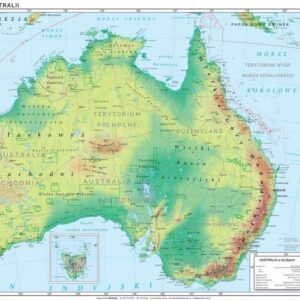 Australia Mapa Ścienna Fizyczna XXL 200 x 150 cm