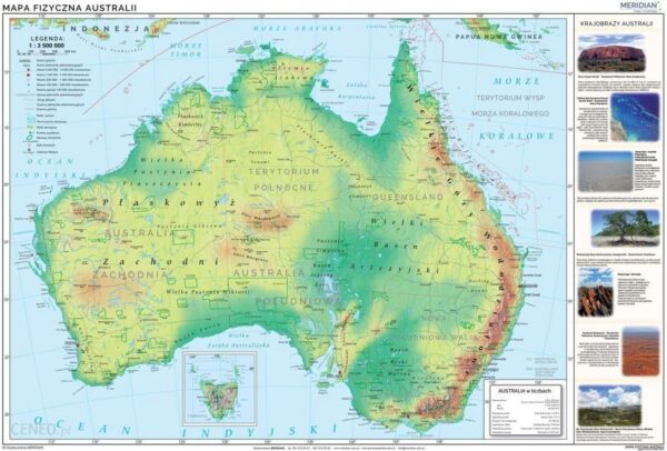 Australia Mapa Ścienna Fizyczna XXL 200 x 150 cm