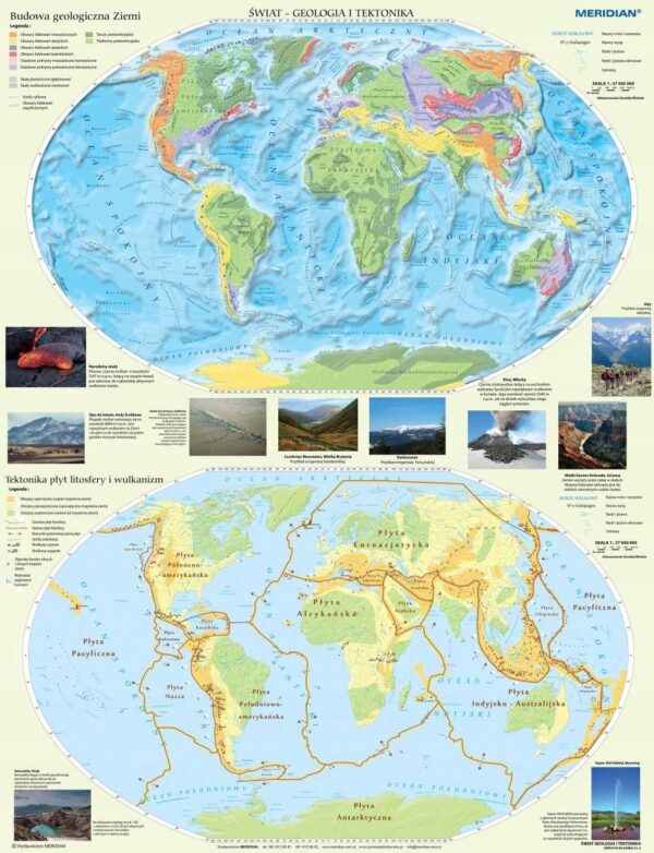 Świat Geologia I Tektonika Mapa Ścienna 160 x 120