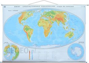 Świat mapa ścienna fizyczna 1: 19 000 000 Nowa Era